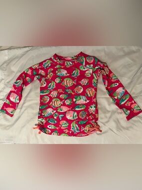 Hatley Kids Fish Print Rash Guard Swim Top Size 4